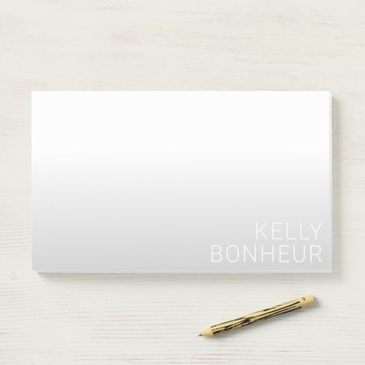 Post-it® Nom personnalisé moderne | Gradient gris (Sur un bureau)