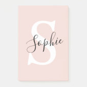 Post-it® Nom personnalisé moderne Monogram Pastel Rose (Devant)