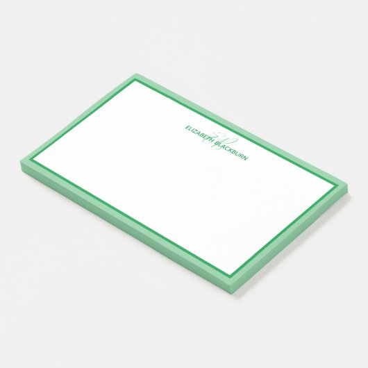 Post-it® Nom personnalisé Monogramme Initiales Vert (Incliné)