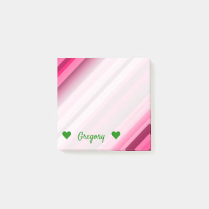 Post-it® Nom personnalisé + Motif Pink/Magenta Stripes
