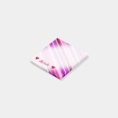 Post-it® Nom personnalisé + Motif Pink, Purple Stripes (Incliné)