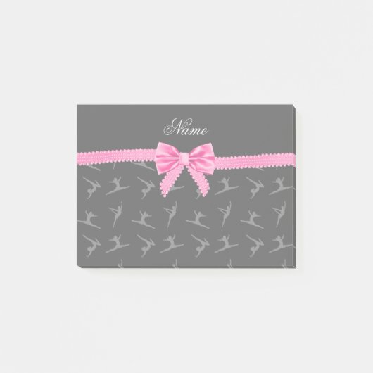 Post-it® Nom personnalisé noir gymnastique arc rose (Devant)
