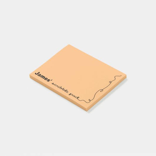 Post-it® Nom personnalisé Orange Scribble Pad (Incliné)