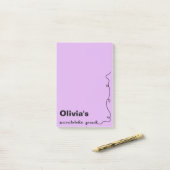 Post-it® Nom personnalisé Pad de script violet (Sur un bureau)