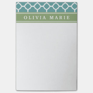 Post-it® Nom personnalisé Pale Blue Quatrefoil Motif