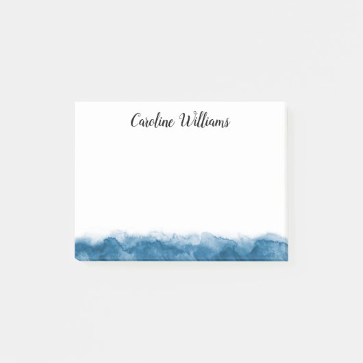 Post-it® Nom personnalisé par frontière bleue élégante (Devant)