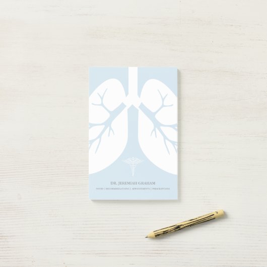 Post-it® Nom personnalisé par pulmonologue (Sur un bureau)