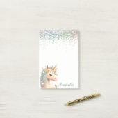 Post-it® Nom personnalisé Pastel Parties scintillant Floral (Sur un bureau)