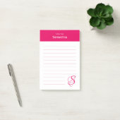 Post-it® Nom personnalisé Pink Elegant Monogramme Linked (Bureau)