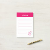 Post-it® Nom personnalisé Pink Elegant Monogramme Linked (Sur un bureau)