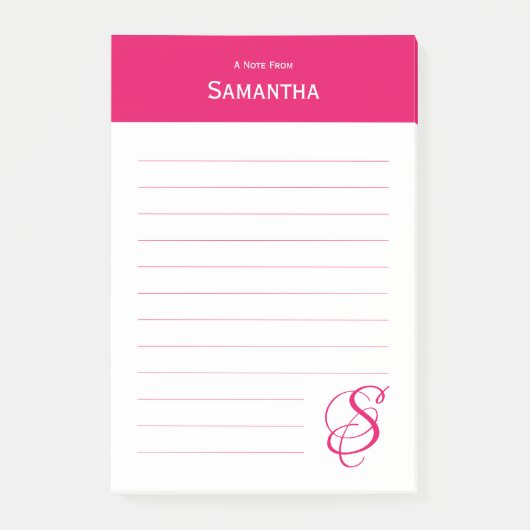 Post-it® Nom personnalisé Pink Elegant Monogramme Linked (Devant)