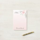 Post-it® Nom personnalisé PINK FLORAL ROSES Bloc-notes (Sur un bureau)