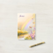 Post-it® Nom personnalisé Rainbow Butterfly Nature Bloc-not (Sur un bureau)