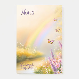Post-it® Nom personnalisé Rainbow Butterfly Nature Bloc-not