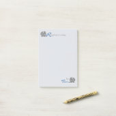 Post-it® Nom personnalisé "RElephant Notes" Gris et Bleu (Sur un bureau)