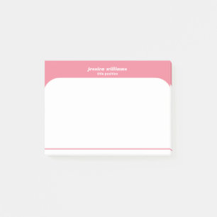 Post-it® Nom personnalisé rose et blanc minimal