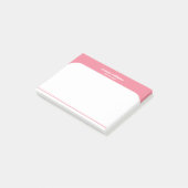 Post-it® Nom personnalisé rose et blanc minimal (Incliné)