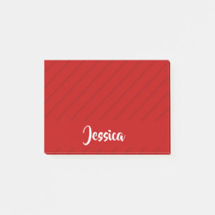 Post-it® Nom personnalisé rouge diagonale plastique texturé