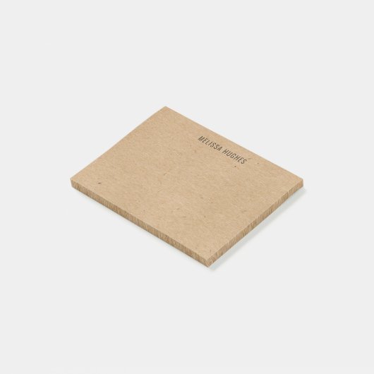 Post-it® Nom personnalisé Rustic Kraft Boho Chic (Incliné)
