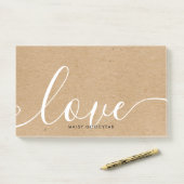 Post-it® Nom personnalisé Script Kraft rustique Amour (Sur un bureau)