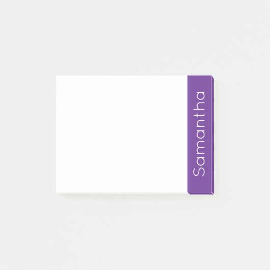 Post-it® Nom personnalisé simple violet et blanc (Devant)