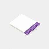 Post-it® Nom personnalisé simple violet et blanc (Incliné)
