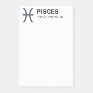 Post-it® Nom personnalisé / Texte et couleur Zodiaque Poiss