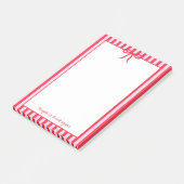 Post-it® Nom rayures rouges bow tendance élégant stylé (Incliné)