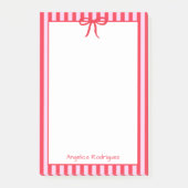 Post-it® Nom rayures rouges bow tendance élégant stylé (Devant)