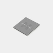 Post-it® Nom rétro moderne éditable monogramme gris (Incliné)