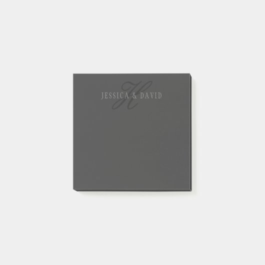 Post-it® Noms et monogrammes élégants | Gris foncé et gris (Devant)