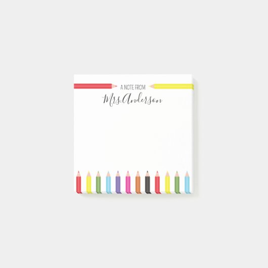 Post-it® Note au crayon arc-en-ciel de l'enseignant (Devant)
