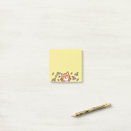 Post-it® Note de chat de bande dessinée (Sur un bureau)