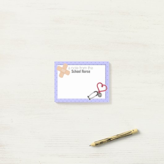 Post-it® Note de Courrier-it® d'infirmière d'école (Sur un bureau)