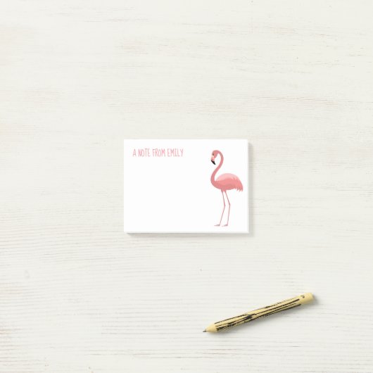 Post-it® Note de Flamant rose rose de (Sur un bureau)
