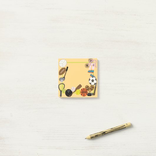 Post-it® Note de l'article de sport (Sur un bureau)