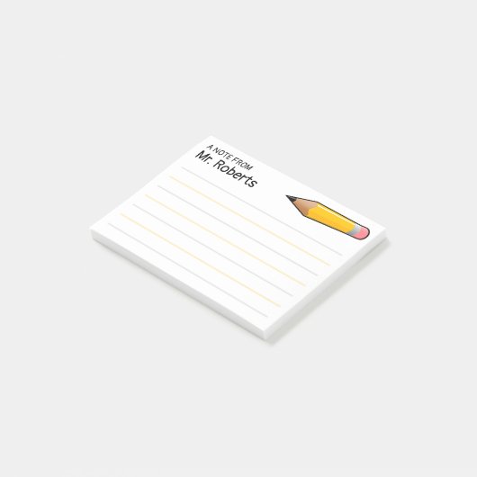 Post-it® Note de l'enseignant avec nom (Incliné)