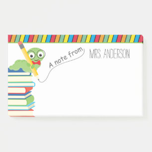 Post-it® Note de l'enseignant avec un ver de livre