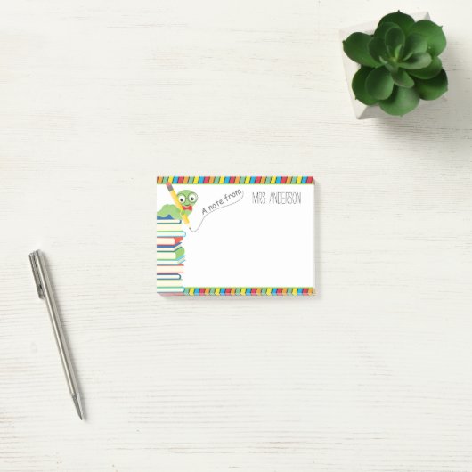 Post-it® Note de l'enseignant avec un ver de livre (Bureau)
