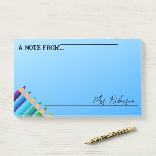 Post-it® Note de l'enseignant | Bloc-notes Boho Rainbow Pen (Sur un bureau)