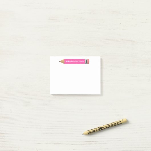 Post-it® Note de l'enseignant crayon rose billet It Note (Sur un bureau)