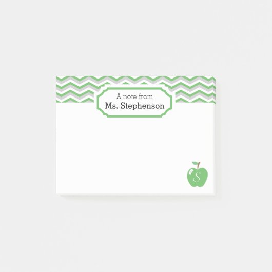 Post-it® Note de l'enseignant Monogramme de pomme de Chevro (Devant)