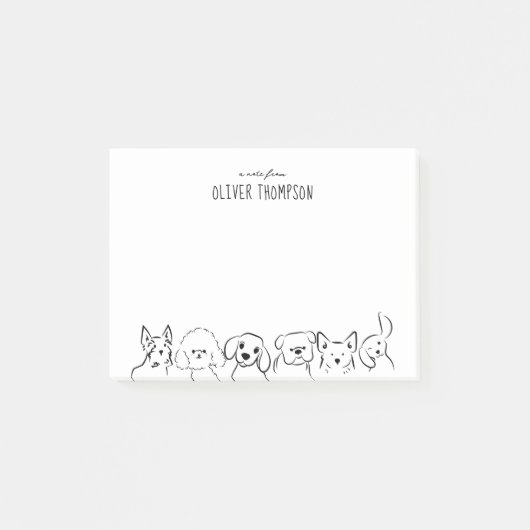 Post-it® Note De L'Ésquisse Animale De Chien Mignonne Notes (Devant)