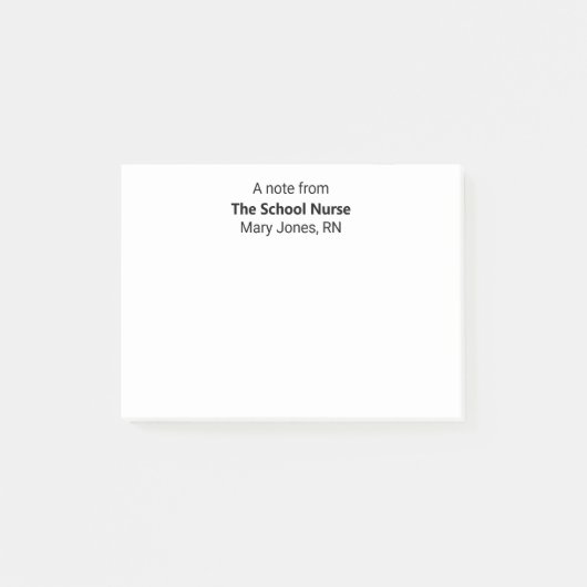 Post-it® Note de l'infirmière et du nom de l'école Notes po (Devant)