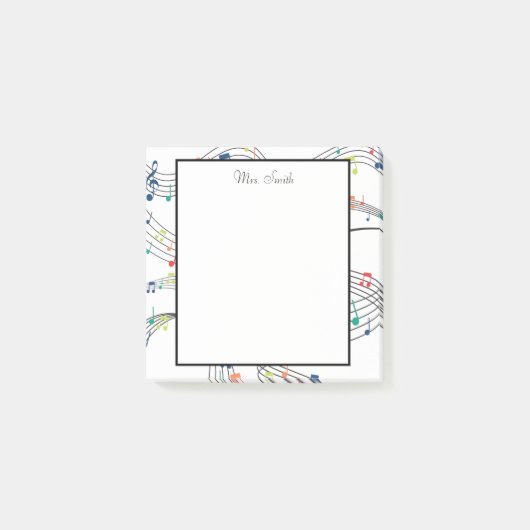 Post-it® Note De Musique Colorée Note Motif Whimsical (Devant)