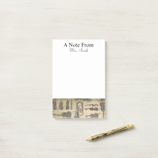 Post-it® Note De Partition Tuba Violin Guitare (Sur un bureau)