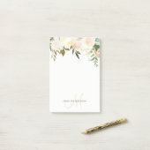 Post-it® Note de rose de beige de rose de bouquet floral (Sur un bureau)