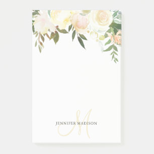 Post-it® Note de rose de beige de rose de bouquet floral