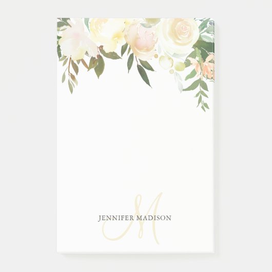 Post-it® Note de rose de beige de rose de bouquet floral (Devant)