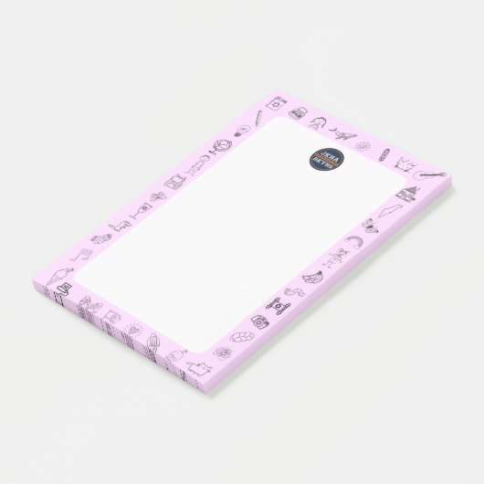 Post-it® Note d'icône rose Mitzvah (Incliné)